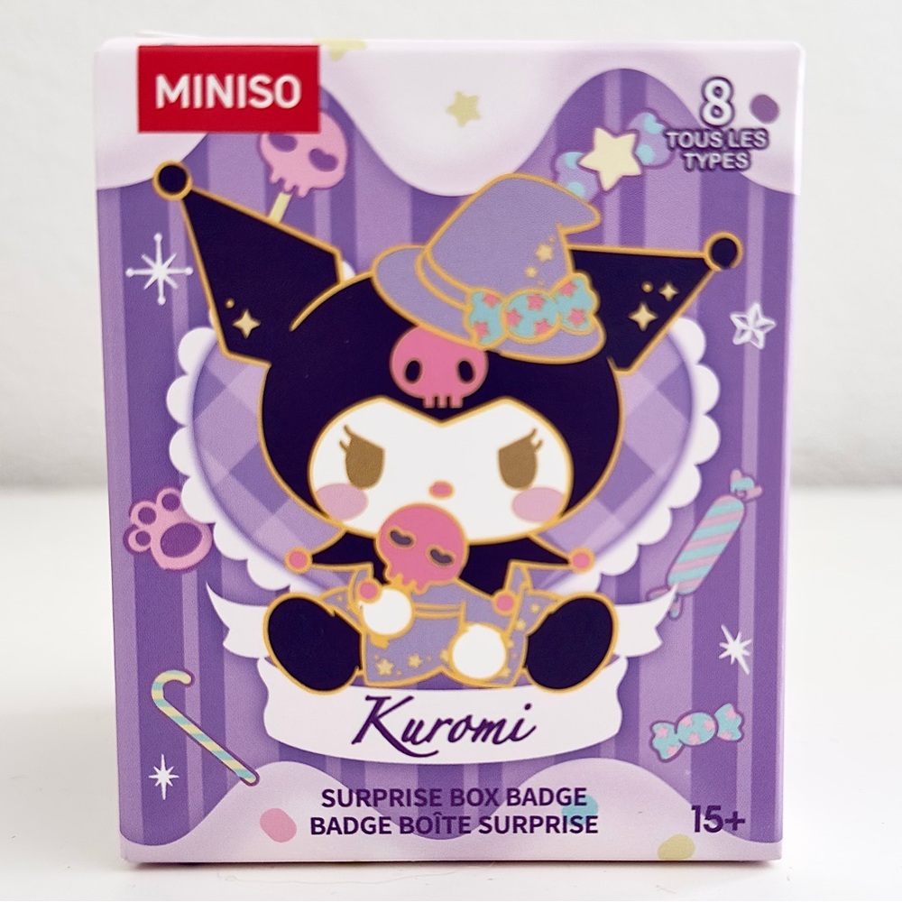 NIB Miniso Sanrio Kuromi Kawaii Candy Trick or Treat Series Surprise Box Badge